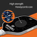 将图片加载到图库查看器中, Maxwill Aurus X 匹克球拍 - 适合高级球员的高性能球拍 | 轻质 8.0 盎司,玻璃纤维表面,蜂窝芯 | 人体工程学握把,黑色(16 毫米)