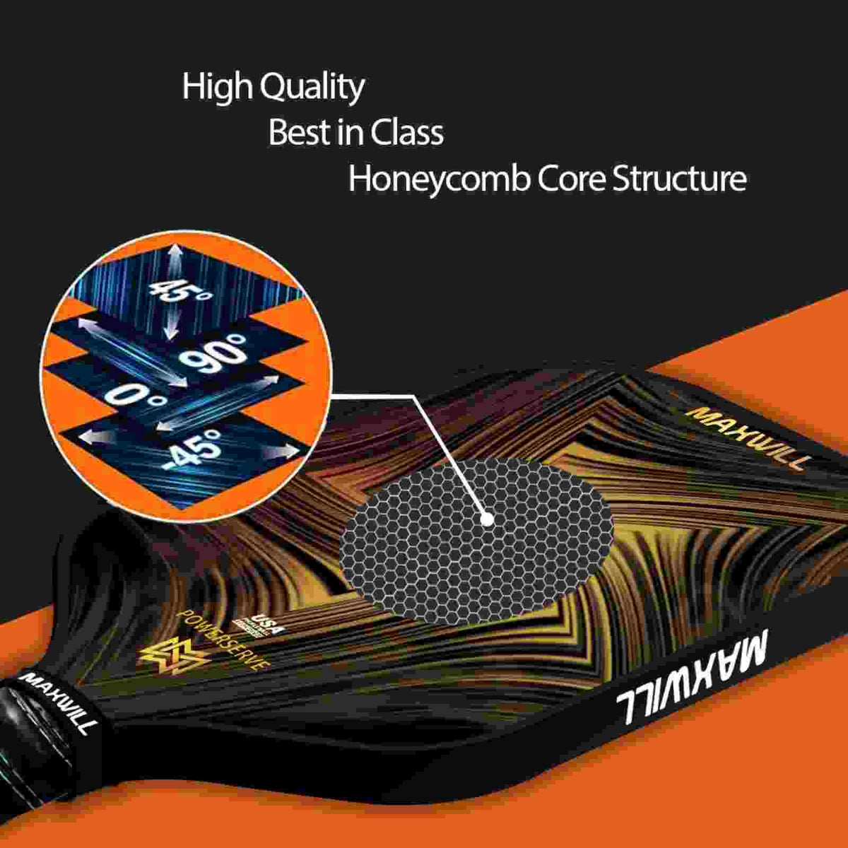 Powerserve Pickleball Paddle – Fiberglass Face, Comfort Grip – Maxwill