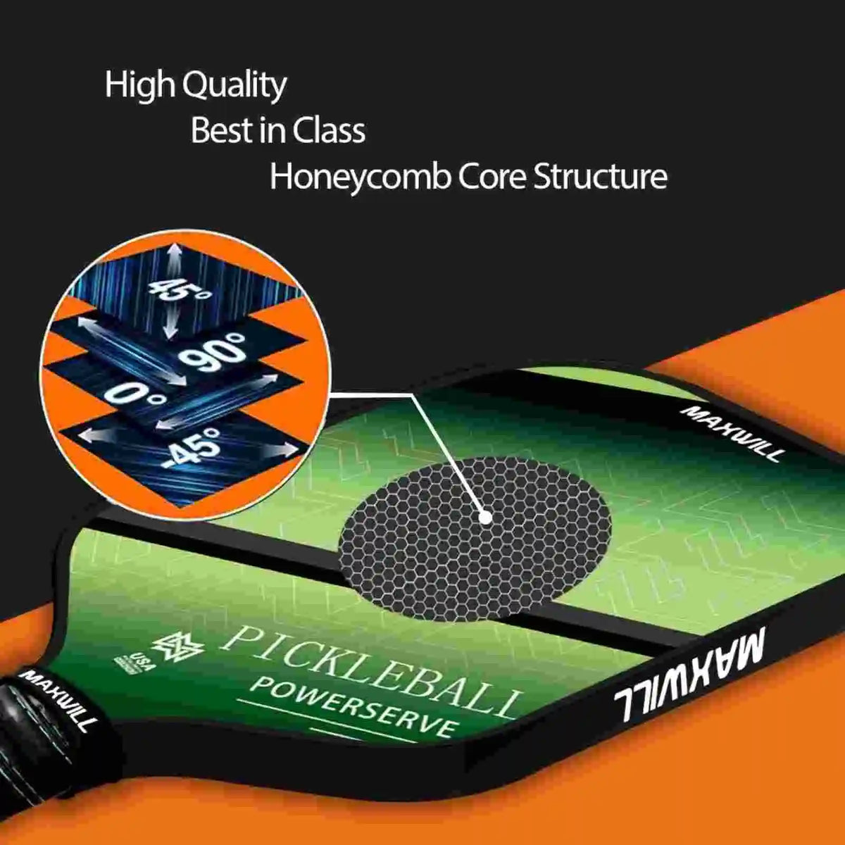 Powerserve Fiberglass Pickleball Paddle – Balanced Power & Control