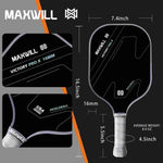 将图片加载到图库查看器中, Maxwill Victory Pro X MVP1MX 加长匹克球拍 | 5.5 英寸手柄和碳纤维拍面,适合双手操作