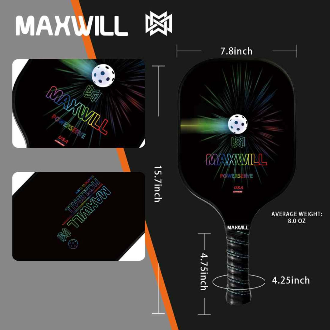 Maxwill Powerserve Fiberglass Pickleball Paddle – Lightweight & Durable – Maxwill
