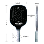 将图片加载到图库查看器中， Maxwill Aurus X 匹克球拍 - 适合高级球员的高性能球拍 | 轻质 8.0 盎司，玻璃纤维表面，蜂窝芯 | 人体工程学握把，黑色（16 毫米）
