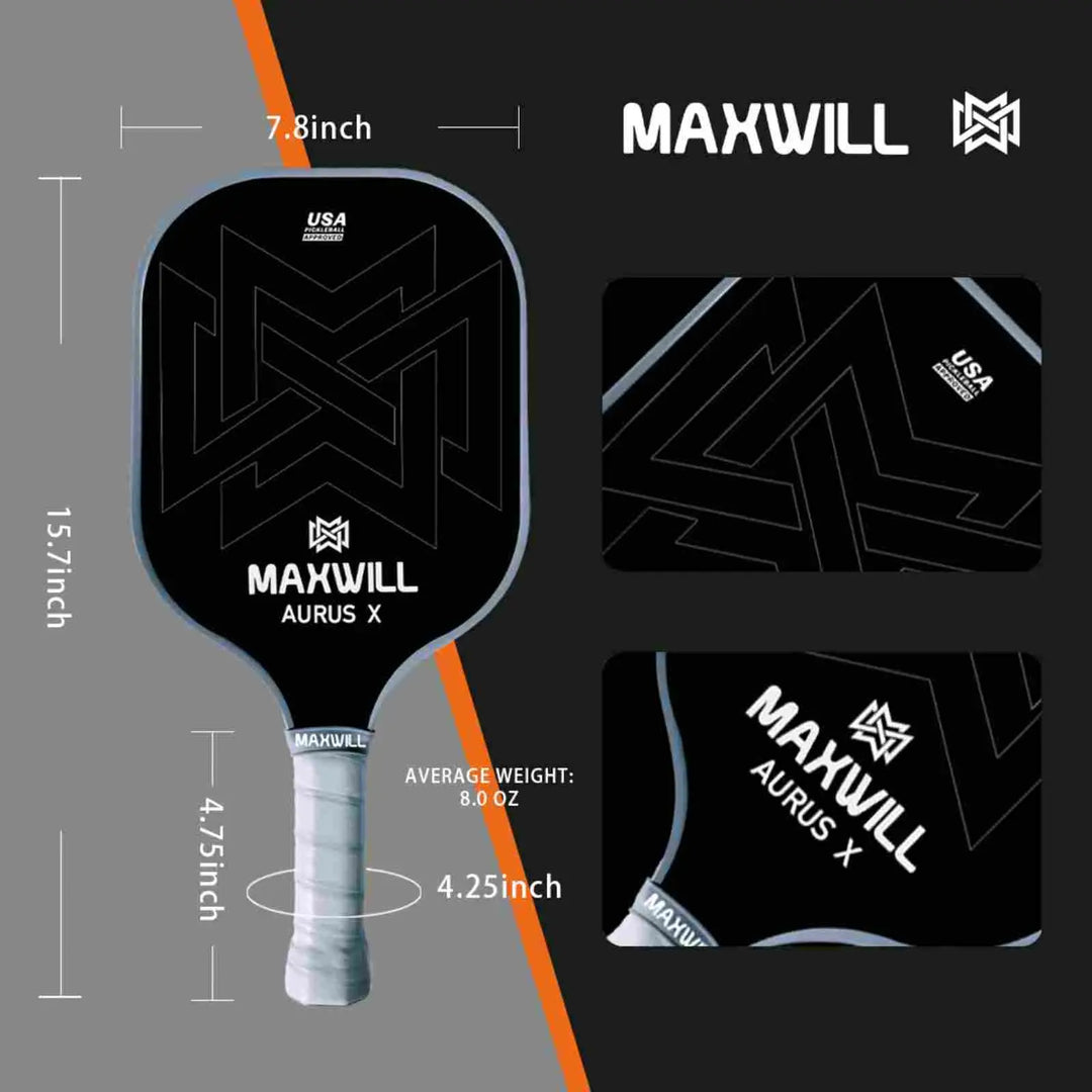 Maxwill AURUS X Carbon Fiber Pickleball Paddle – Lightweight & Durable – Maxwill